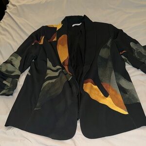 Chico's Black Blazer with Multicolor Abstract Design